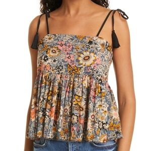 The GREAT Tassel Tie Dainty Floral Crop Camisole in multi
Size 1/Small